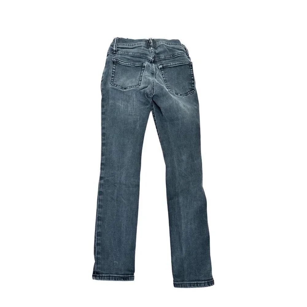 GAP Girls Size 8 Slim Stretch Skinny Gray Distressed Denim Jeans With Knee Rips